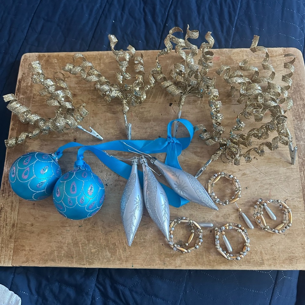 Elegant Holiday Ornament Set in Blue and Silver